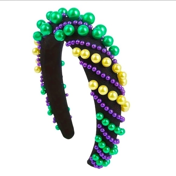 Mardi Gras Pearl Headband - Picture 1 of 4